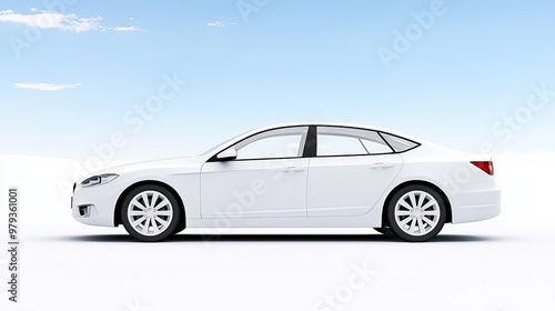 Brand New White Sedan Car Image photo