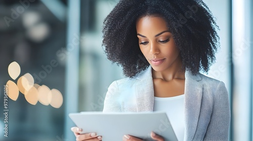 Focused Business Woman Read...
