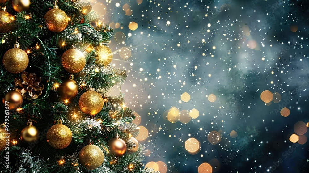 Christmas tree with sparkling ornament Christmas tree with sparkling ornament