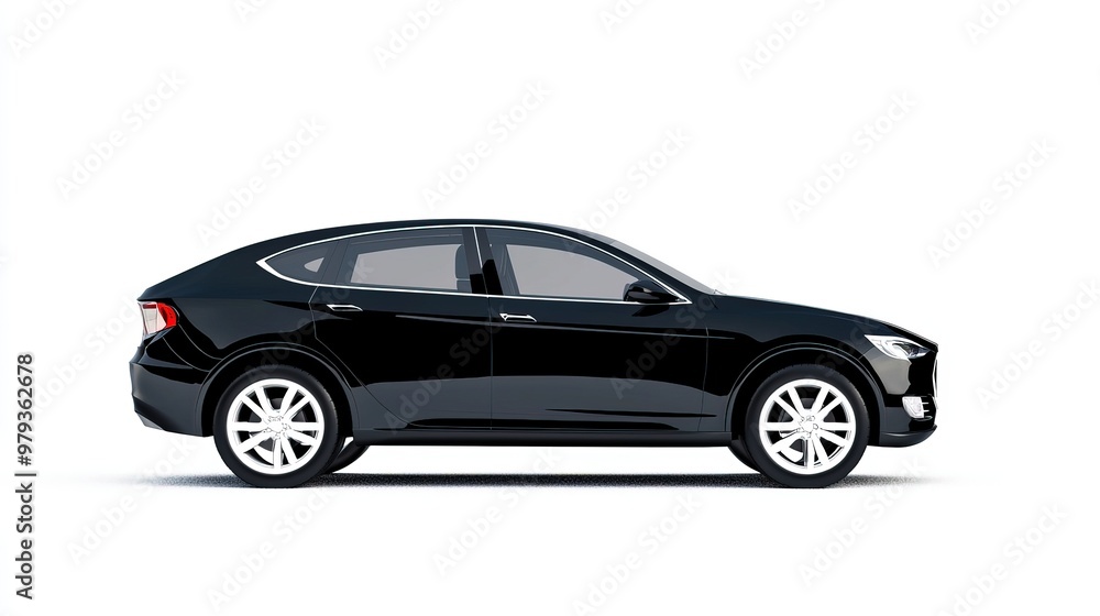 A Black Hatchback Car Parked On White Surface A Black Hatchback Car Parked On White Surface