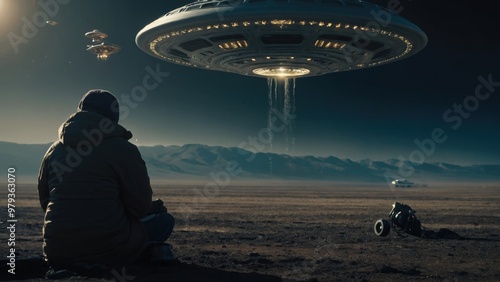 Alien sightings come alive with a high-tech UFO landing, revealing cosmic truths photo