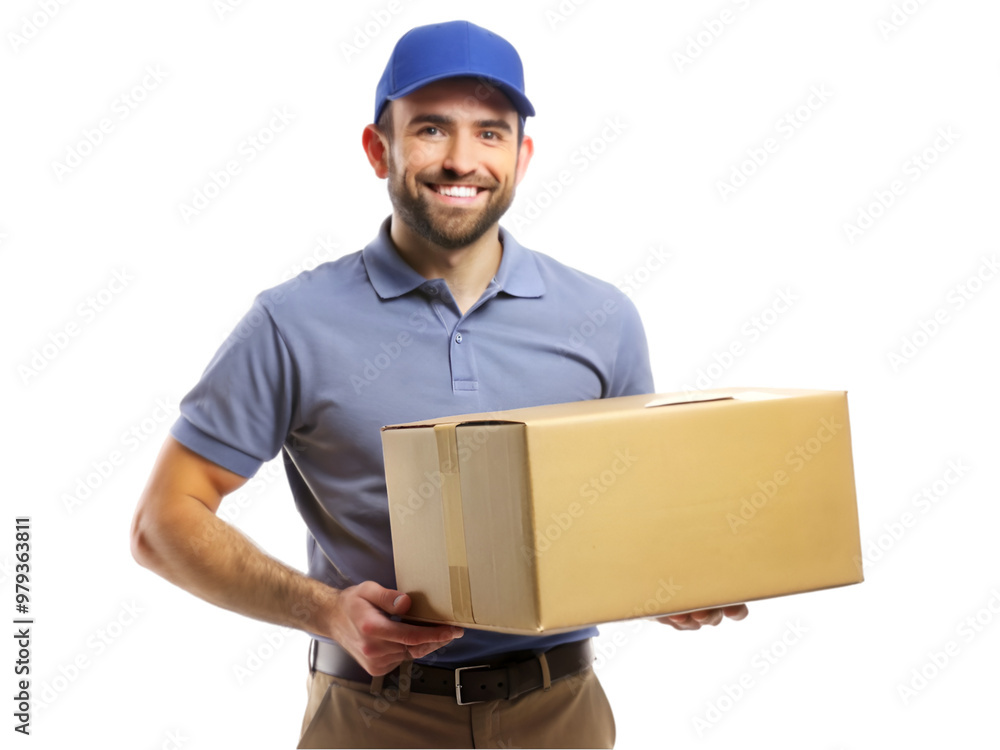 Happy courier isolated on transparent background Happy courier isolated on transparent background