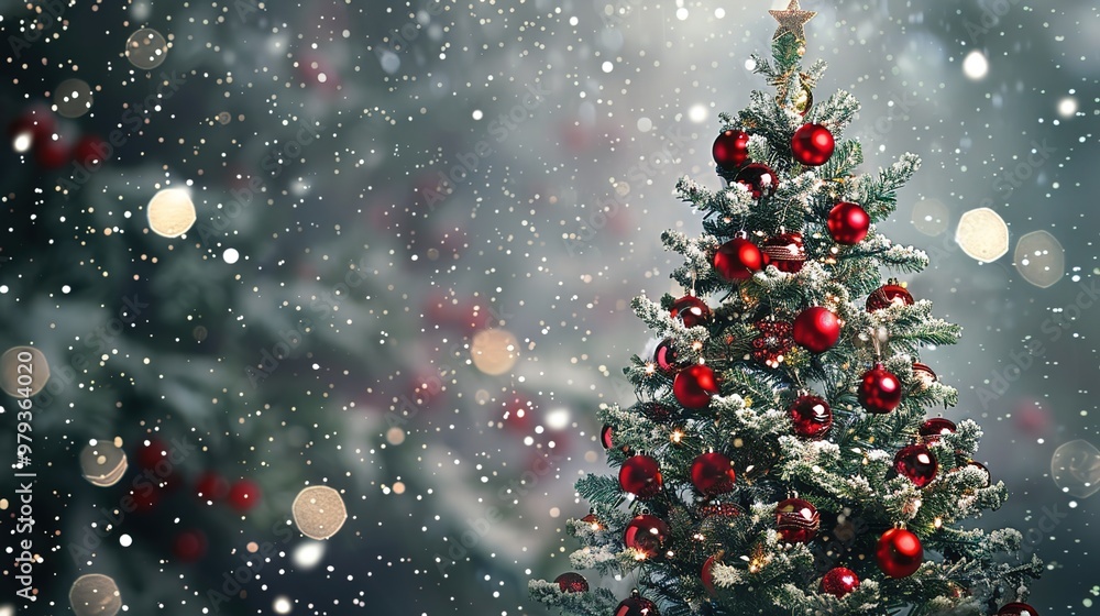 Christmas tree with sparkling ornament Christmas tree with sparkling ornament