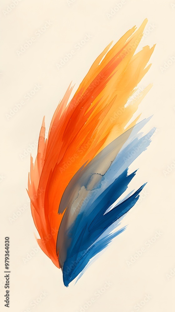 Fototapeta premium Abstract Painting with Blue and Orange Brushstrokes