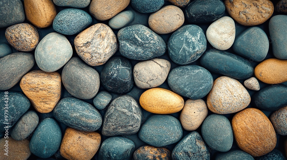 Pebble stone texture in cool coastal colors soothing wall design background Pebble stone texture in cool coastal colors soothing wall design background