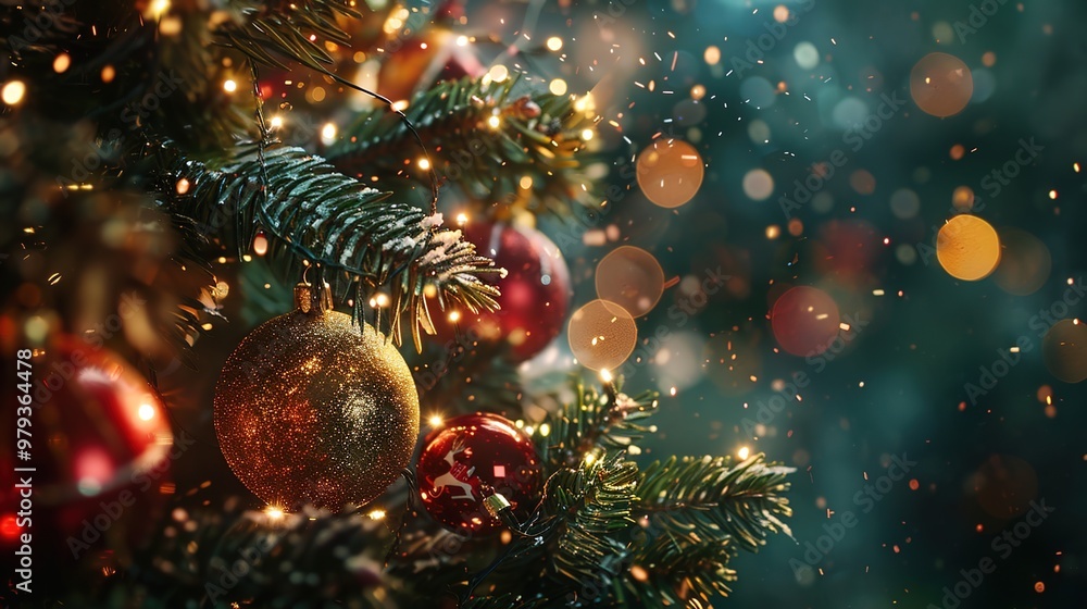 Christmas tree with sparkling ornament Christmas tree with sparkling ornament