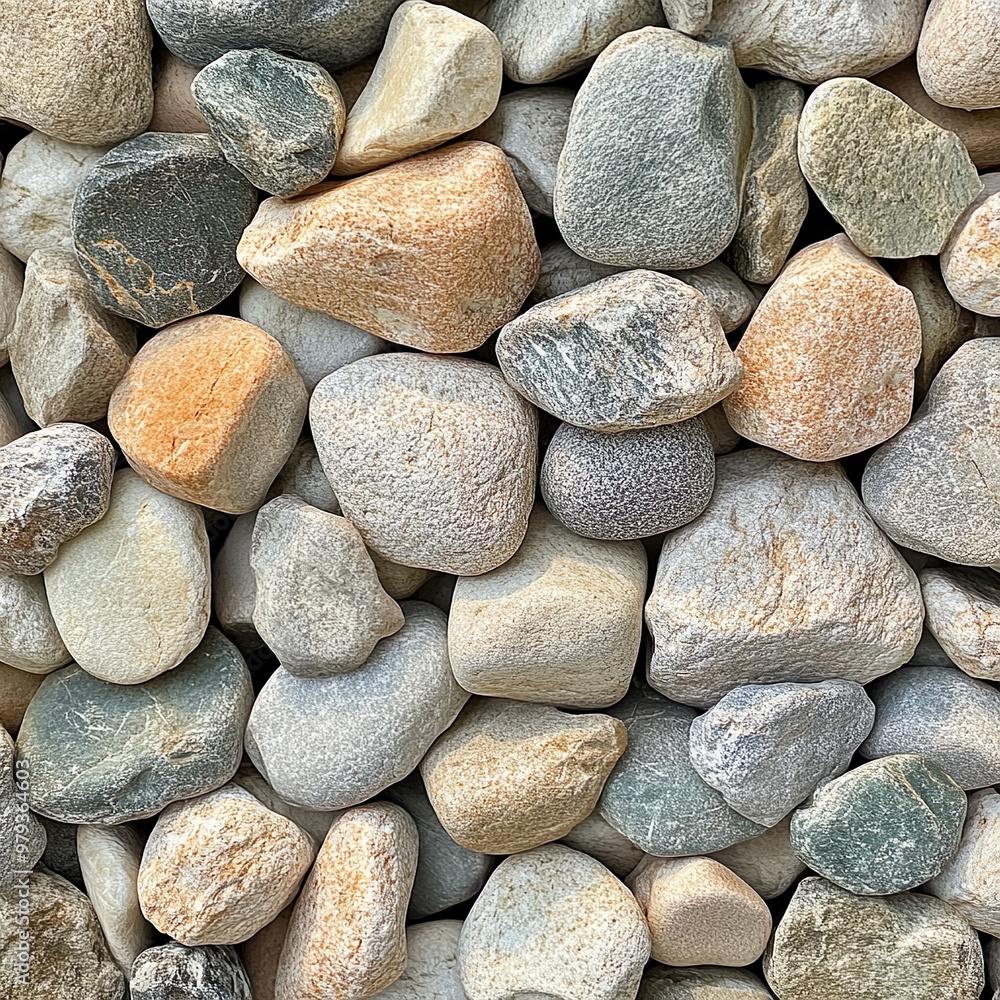 Pebble textured wall with coastal tones and smooth stone surface background Pebble textured wall with coastal tones and smooth stone surface background