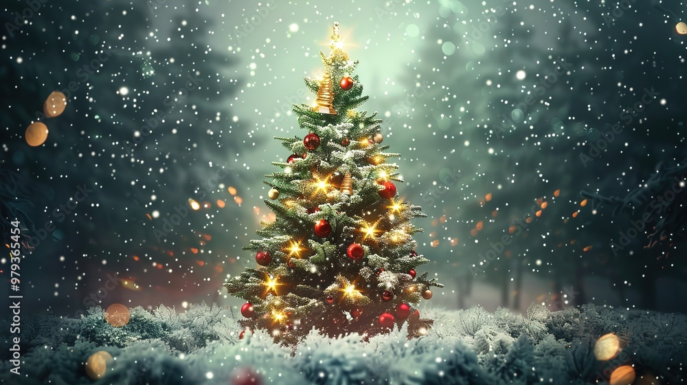 custom made wallpaper toronto digitalChristmas tree with sparkling ornament