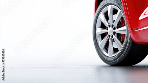 Red Car on Icy Surface Parking