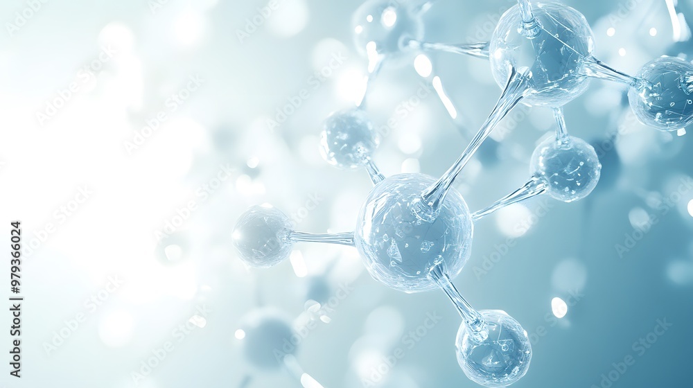 Abstract Water Molecule Illustration with Bokeh Background Abstract Water Molecule Illustration with Bokeh Background