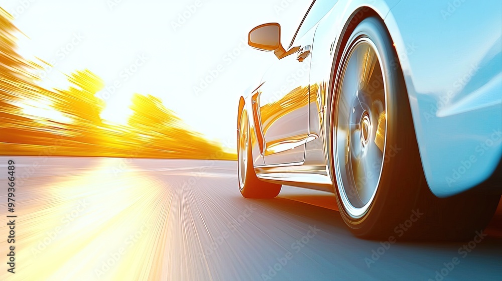 Fototapeta premium Dynamic City Street Scene at Sunset