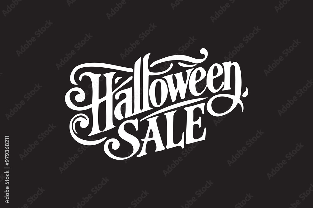 Obraz premium Halloween Sale handwritten text. Hand lettering typography. Modern brush ink calligraphy isolated on white background for holiday banner, poster, greeting card, party invitation.