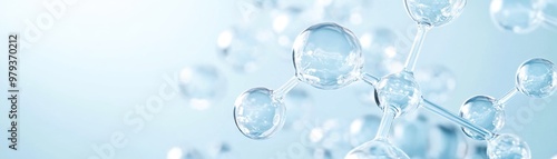 Cosmetic Essence, Liquid bubble, Molecule inside Liquid Bubble on DNA water splash background, 3d rendering