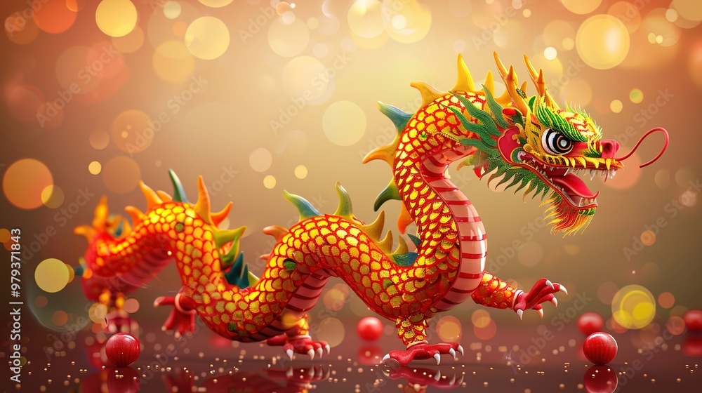 Obraz premium Dragon dance for chinese new year