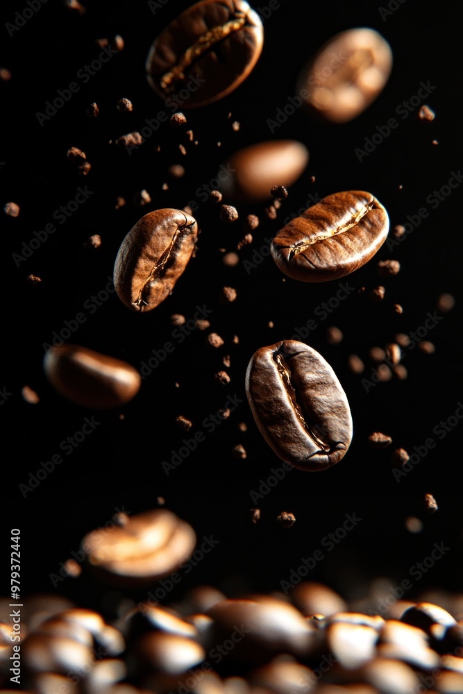 Coffee beans flying in the air coffee coffee beans beverage. Coffee beans flying in the air coffee coffee beans beverage.