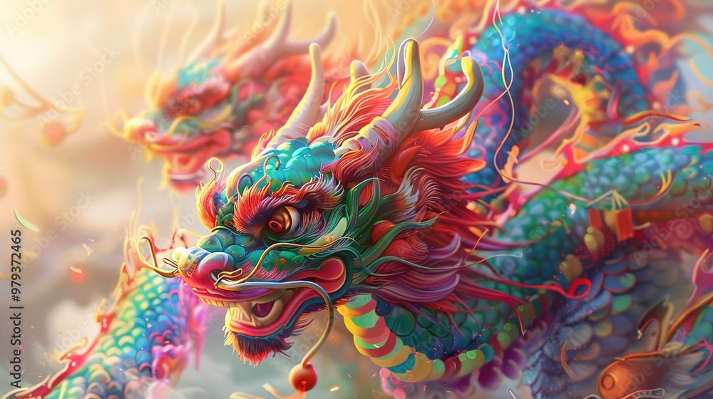 Fototapeta premium Dragon dance for chinese new year