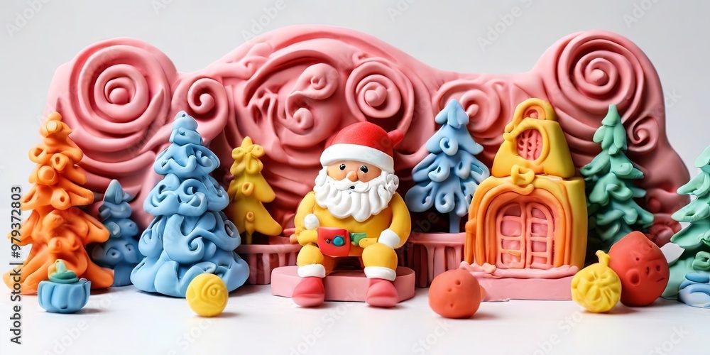 Fototapeta premium The scene is cheerful and festive, with the santa holding a book