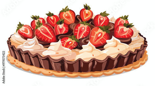 Delicious Tart with Strawberries and Chocolate Whipped Custard