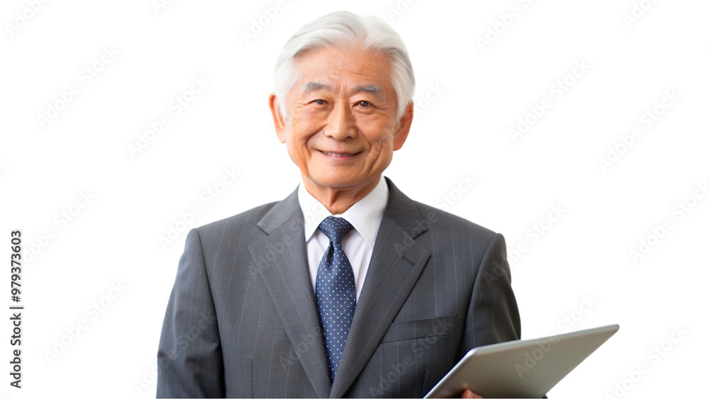 Old Japanese entrepreneur isolated on transparent background Old Japanese entrepreneur isolated on transparent background