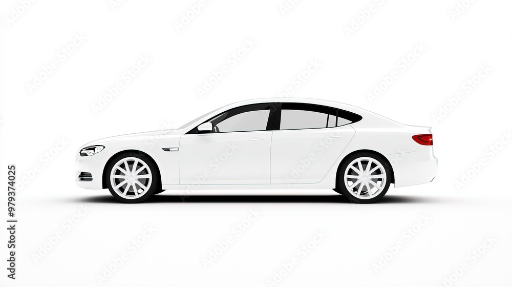 Obraz premium Sleek White Sports Car with Black Accents