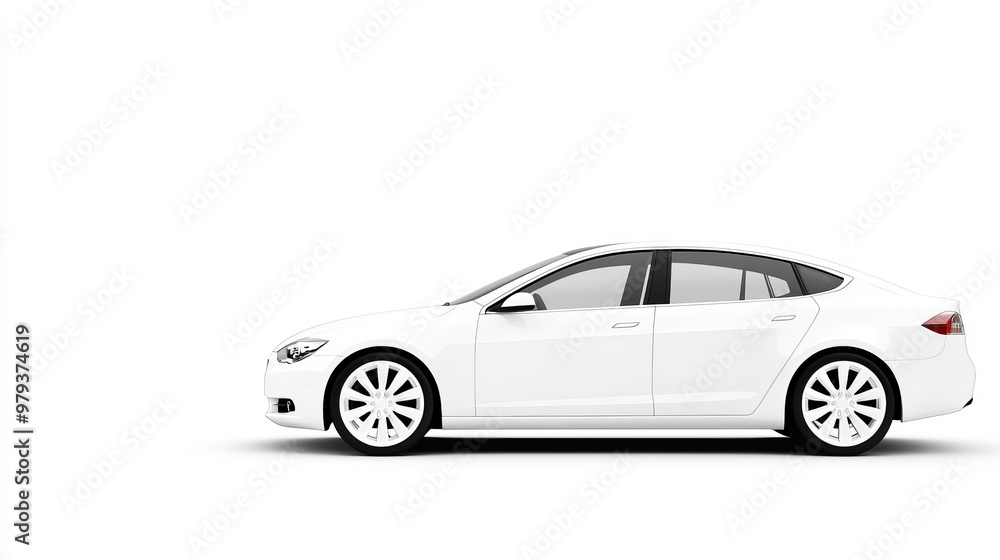 Sleek Modern Car Against White Background Sleek Modern Car Against White Background