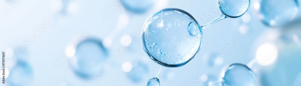Cosmetic Essence, Liquid bubble, Molecule inside Liquid Bubble on DNA water splash background, 3d rendering Cosmetic Essence, Liquid bubble, Molecule inside Liquid Bubble on DNA water splash background, 3d rendering
