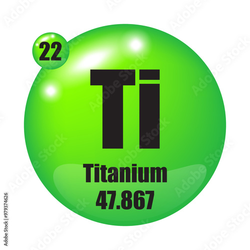 Titanium symbol icon. Element Ti 22. Atomic mass 47.867. Vector element.