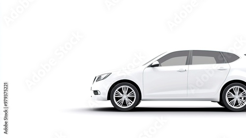 White Car Parked on Gray Background