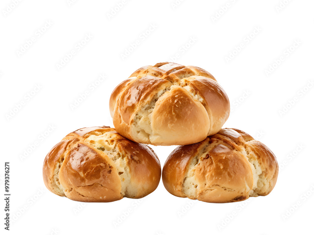 Fresh hot cross buns over white background.
Fresh hot cross buns over white background.