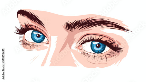 Human Eye and Female Face on White Background