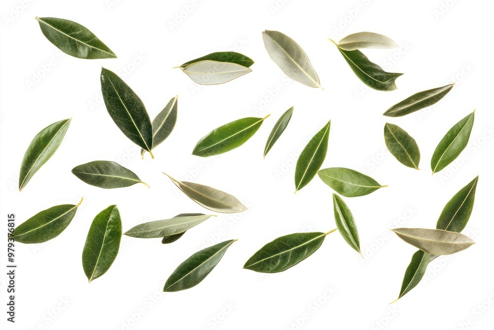 Fototapeta premium Olive leaf leaves background white.