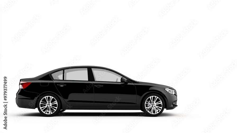 Black Car with Silver Rims Parked on White Floor