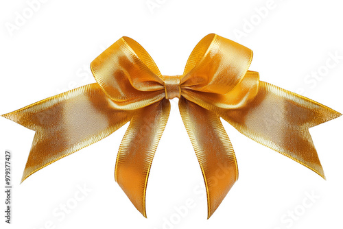 Golden ribbon bow isolated - no background 