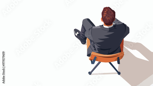 Top View of Thoughtful Businessman Sitting on Chair