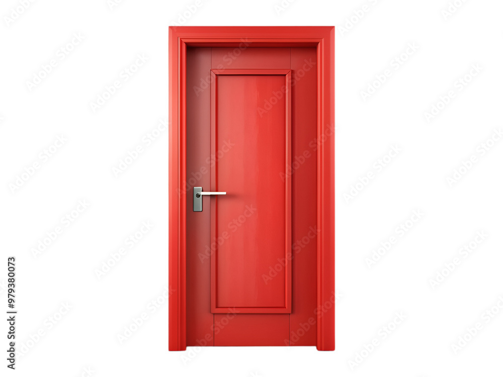 Red modern door isolated on transparent background Red modern door isolated on transparent background