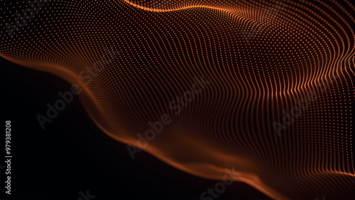 Futuristic point wave of particles. Visualization of sound waves. Technology or science banner. Abstract digital 3D wave. Vector illustration.