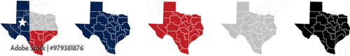 Texas outline map icon, Texas map with highlighted white borders isolated on white background, vector illustration