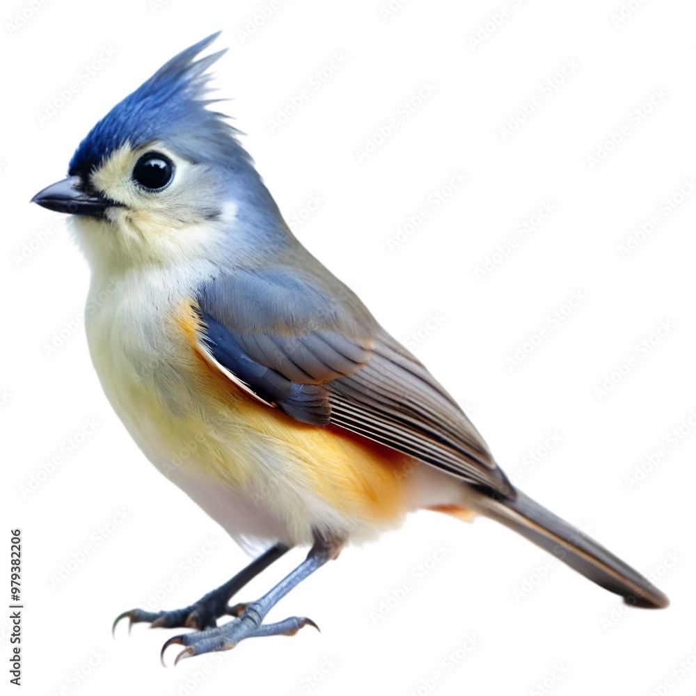 Fototapeta premium Tufted titmouse isolated on transparent background, small bird and wildlife