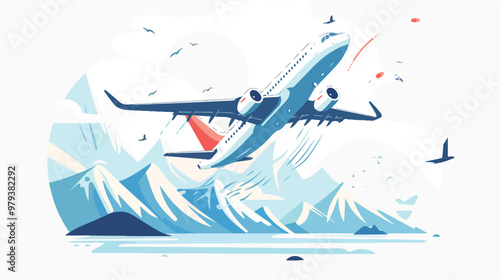 Air Travel Flat Design on White Background Vector Illustration