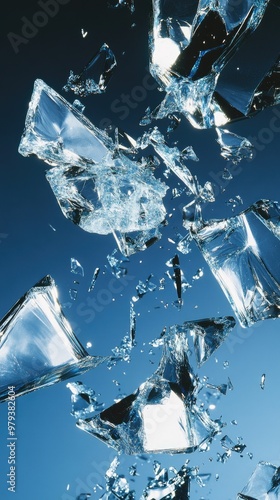 Broken Glass – Shattered Glass Suspended Mid-Air in Slow Motion for Dramatic Effect