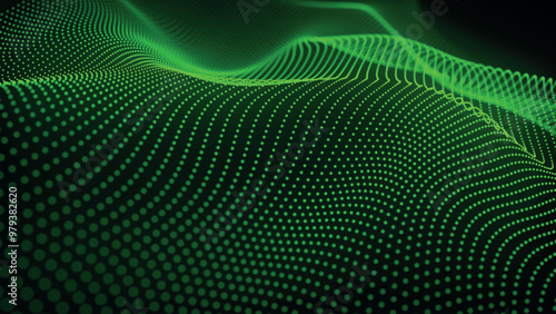 Futuristic point wave of particles. Visualization of sound waves. Technology or science banner. Abstract digital 3D wave. Vector illustration.
