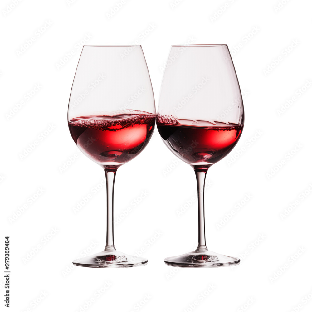 Two wine glasses clinking spill red wine, perfect for wine bars or celebratory occasions. Generative AI Two wine glasses clinking spill red wine, perfect for wine bars or celebratory occasions. Generative AI