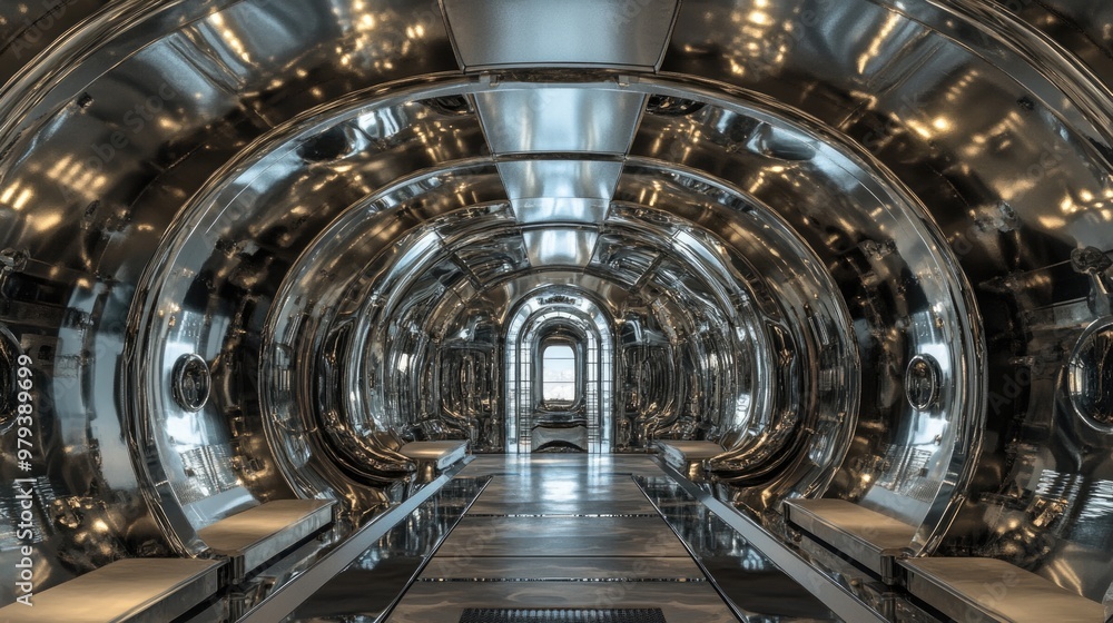 Obraz premium Retro-Futuristic Metallic Gears and Vintage Spacecraft in a Sci-Fi Setting