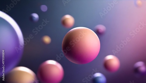 Floating spheres with depth of field on a minimalist 3D background