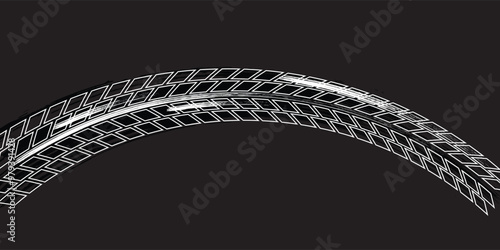 Auto tire tread grunge element. Car and motorcycle tire pattern, wheel tyre tread track. Black tyre print. Vector illustration isolated on white background.