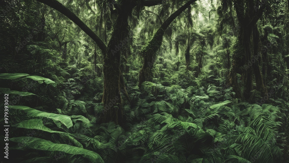 green jungle in the morning