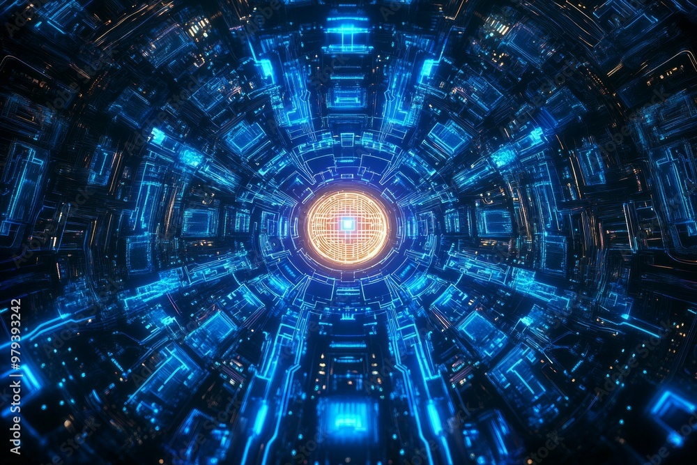 Fototapeta premium Encrypted Labyrinth, Cybersecurity