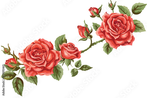 Elegant Vector Rose Frame Label Card Clipart