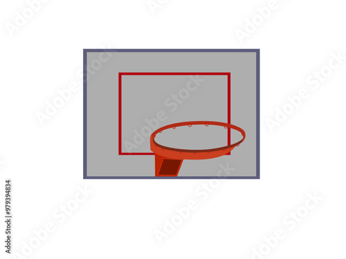 Basketball hoop on white background.