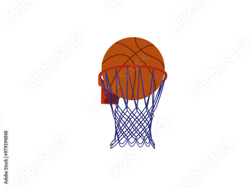 Basketball hoop on white background.